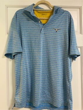 Johnnie-O Bulls Bay Men's Blue & Yellow Stripe Polo Shirt